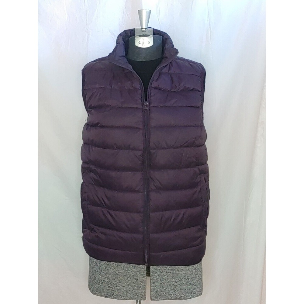 Purple Puffer Vest Womens Small Lightweight Packable Hiking Warm Pockets.